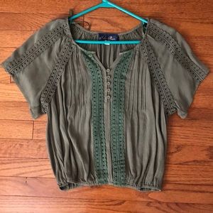 BLUE RAIN AMRY GREEN TOP SIZE M